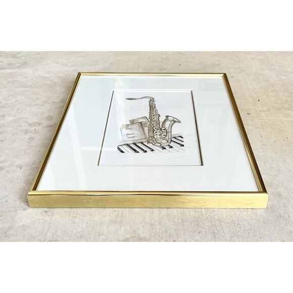 Francine Desbiens “Saxophone” Signed & Framed Embossed Etching Print 16”x11” - Picture 4 of 12